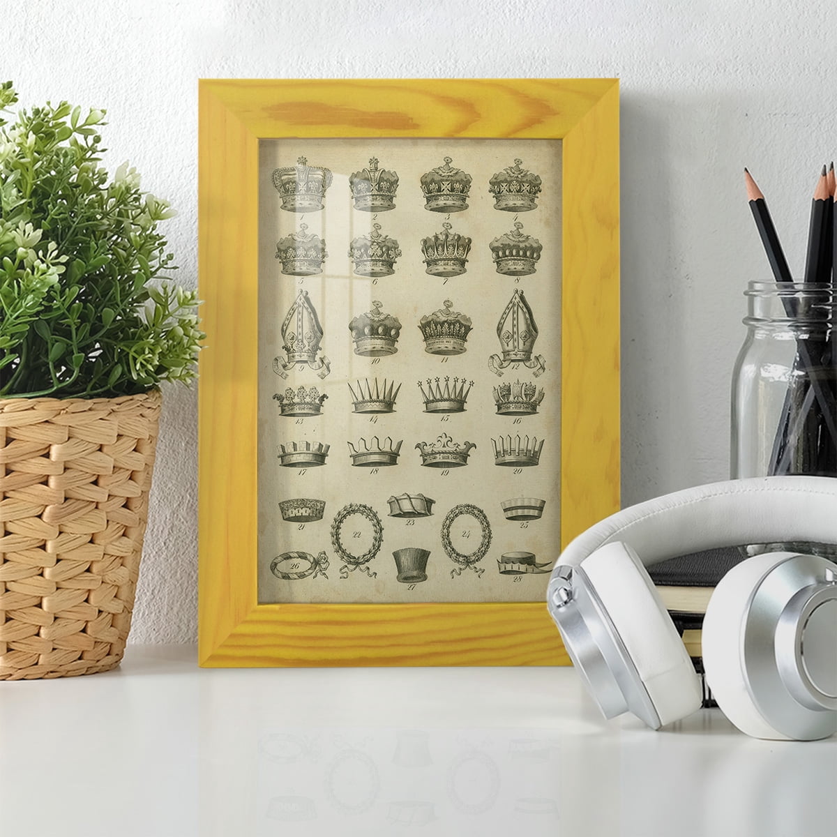 Heraldic Crowns & Coronets IV -Framed Print w/glass-Sunflower Yellow