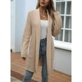 thumbnail image 6 of Fall Long Sleeve Cardigan Sweaters for Women Trendy Winter Open Front Loose Knitted Cardigan with Pockets Khaki L, 6 of 8