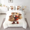 thumbnail image 2 of Manfei Cute Santa Claus Cat Bedding Comforter Set 7 Pieces, Cartoon Christmas Gifts Full Bedding Set, Happy New Year Reversible Fitted Sheet Flat Sheet, Lightweight Room Decor, 2 of 7