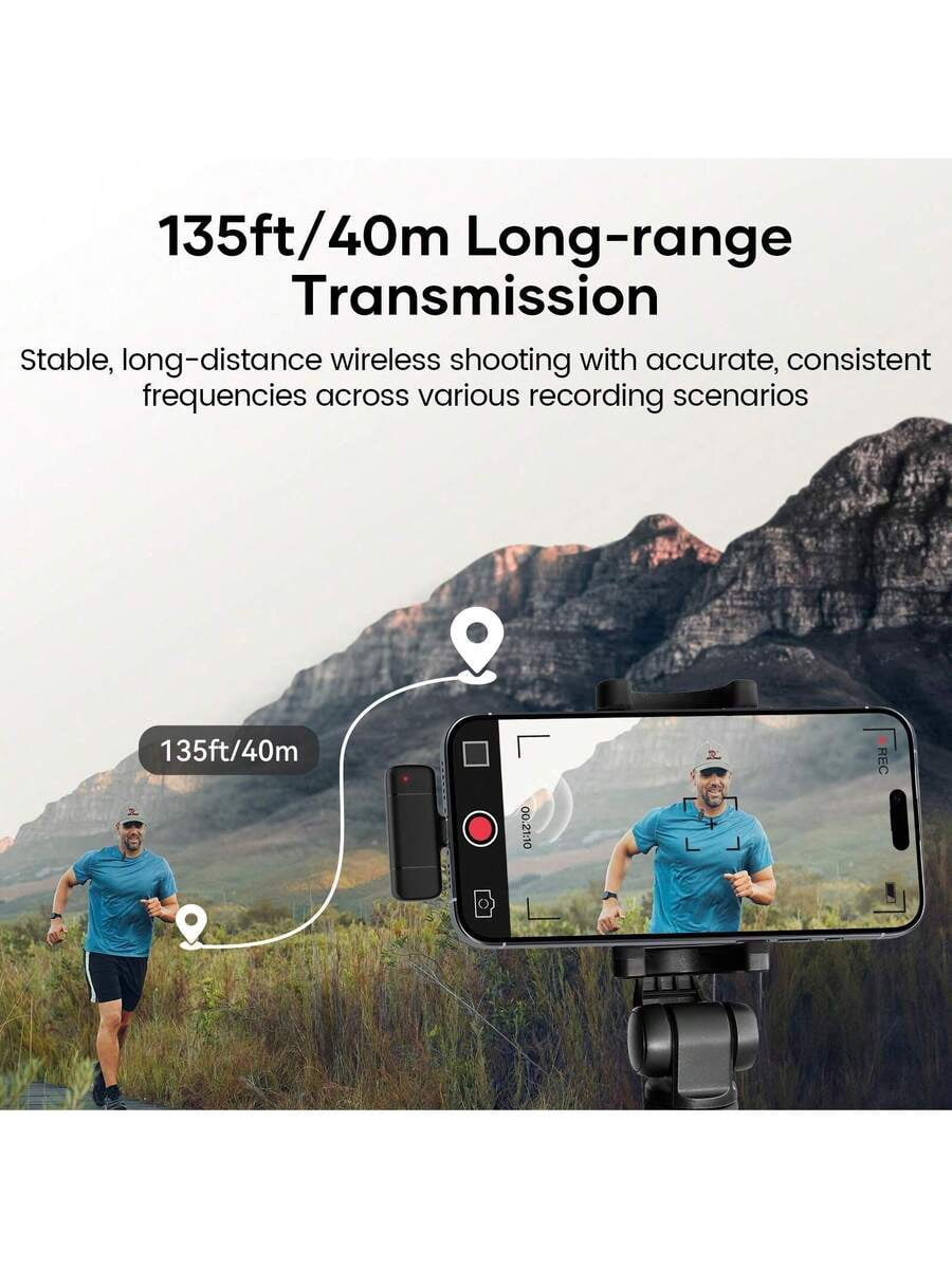 Wireless Lavalier Microphone With Charging Case, 36H Battery Life, Noise Cancellation, 135ft Range, Plug-And-Play Clip-On Mic For IPhone, IPad, Android,  Vlog, Live Streaming