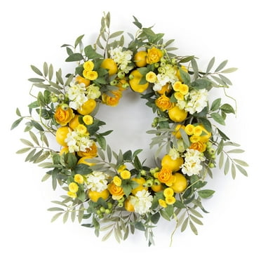 Home Decorative Lemon, Floral Wreath 28"D Foam, Plastic