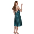 thumbnail image 5 of Defitshape Women's Sexy Chemise Backless Slip Nightgown Satin Silky Summer Soft Cami Strappy Sleeveless Spring Sleep Dress Loose Sleepwear Dark Green Medium, 5 of 5