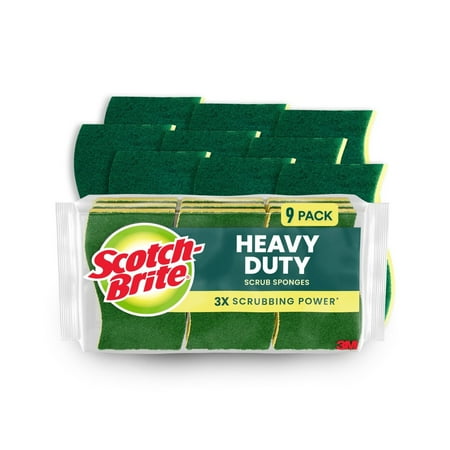 Scotch-Brite Heavy Duty Cleaning Scrub Sponge, 9 Dish Sponges