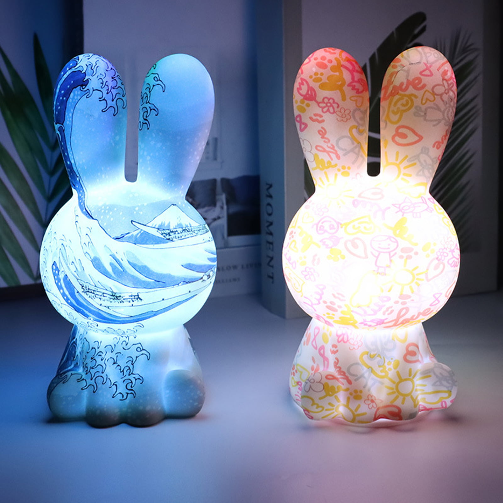 Bunny Atmosphere Lamps LED Rabbit Night Light Remote Control 9 X 8 X 17.5cm  Gift USB Charging Touch Cute Lighting