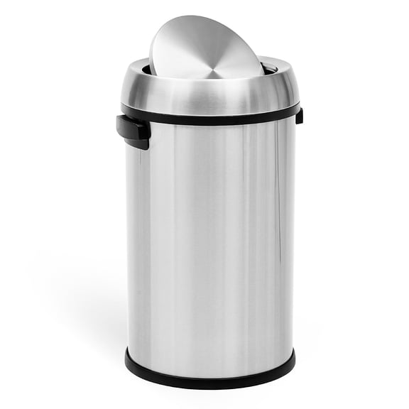 Litake 17 Gallon/65 Liter Swing Top Trash Can, Stainless Steel Rubbish Bin, Commercial Grade Waste Container, Round Garbage Can for Outdoor, Home Office, Restaurant, Silver