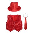 thumbnail image 3 of iiniim Kids Girls Hip-Hop Street Dance Sequined Vest Waistcoat Stage Performance Glittery Jacket Red 120, 3 of 6