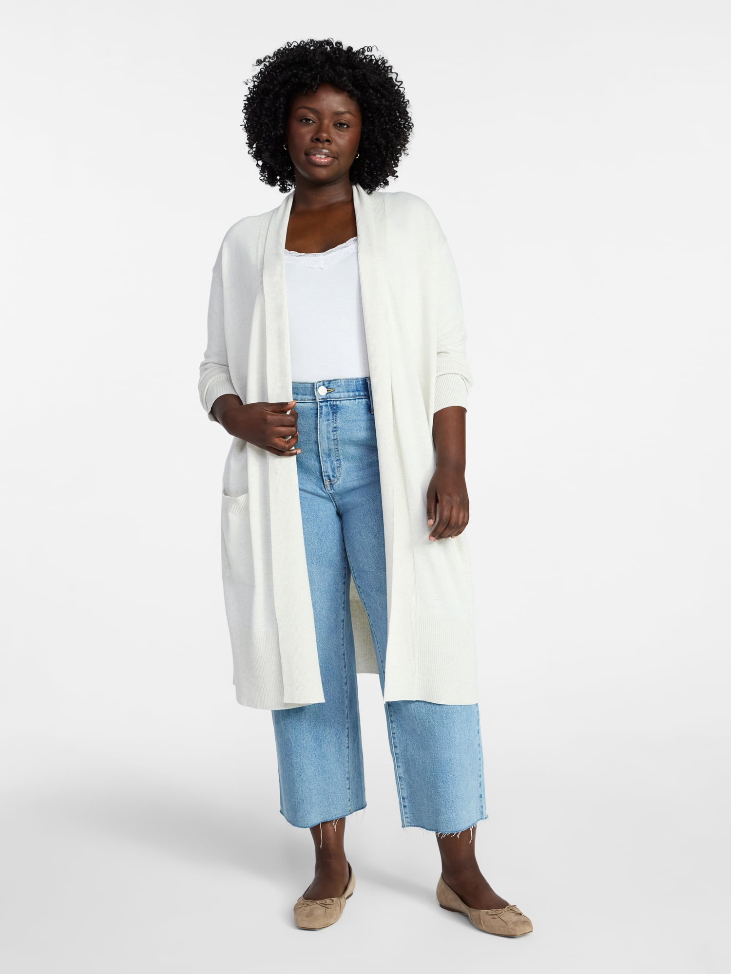 Terra & Sky Women's Plus Size Core Duster Cardigan, Sizes 0X-4X