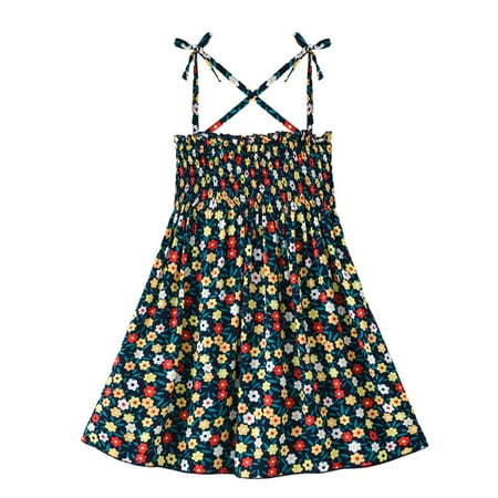

FRSASU Kids Dress clearance Summer Toddler Sleeveless Sling Dress Graphic Print Children s Clothing Multicolor 1-2 Years