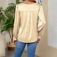 thumbnail image 6 of ATOYSOY Women's V Neck Button Sweatshirts Loose Basic Tops Elegant Solid Color Pullover Spring Workout Fashion Casual Blouse Satin Long Sleeve Shirts Winter Beige XXL, 6 of 6