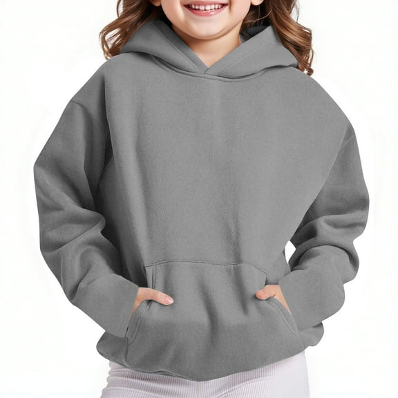 Busydd Girls Boys Hoodies 4-14 Years Solid Color Long Sleeve Hooded Sweatshirts Casual Comfy Loose Unisex Boys Girls Clothes Fall Sweatshirts with Pockets