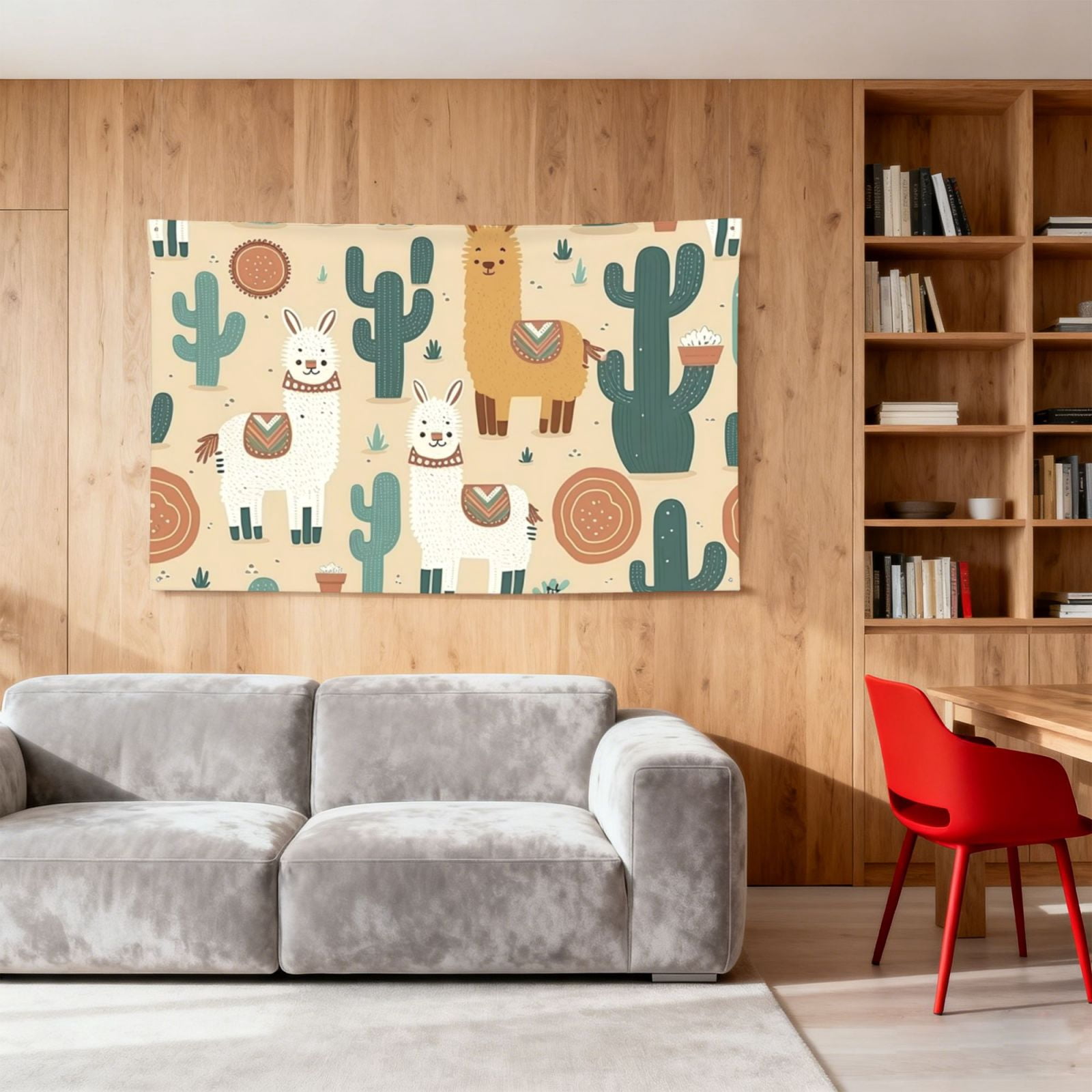 Llama Alpaca Cactus Cartoon Cute Four Hole Decorated Banner Flag for Garden Yard Home Decoration Indoor Outdoor 4x6 Ft
