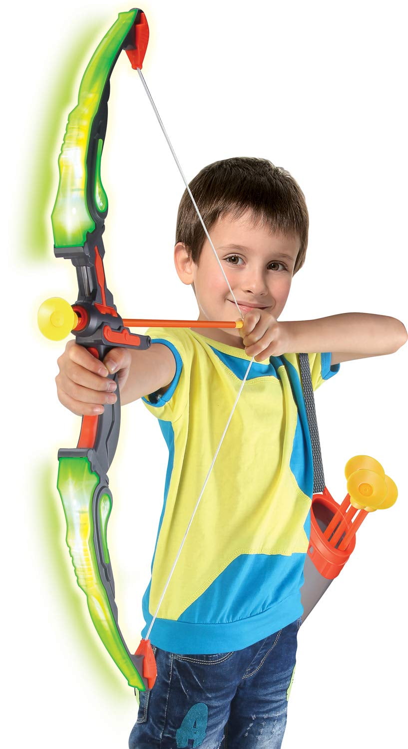 Click N' Play Light Up Toy Bow and Arrow Archery Set | Outside Kids Toy for Bow and Arrow Hunting Play | Including Bow, 3 Suction Cups Kids Arrows, Target, and Quiver
