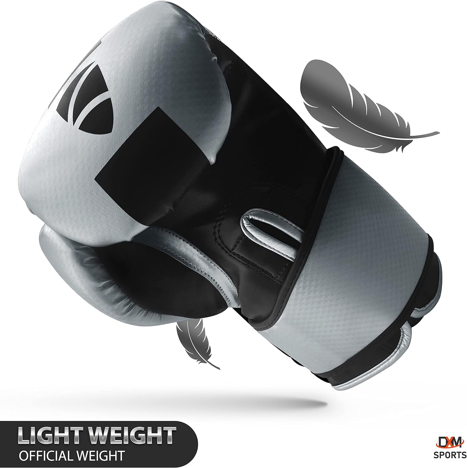 DXM SPORTS Boxing Gloves for Men & Women - Silver & Black, 16oz