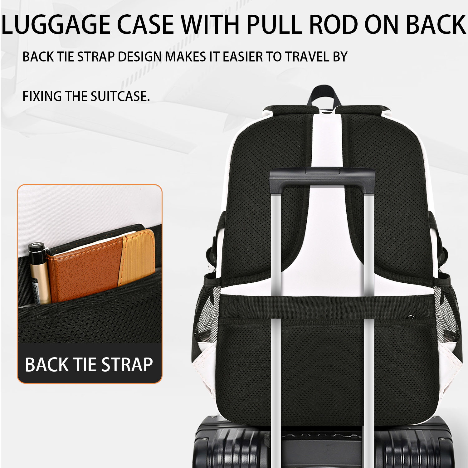 Mochila Escolar para Laptop de 15.6", Bolso Impermeable de Moda para Niños Niñas Mujeres Hombres Adolescentes, Secundaria / Preparatoria / Universidad, Blanco Roto 7