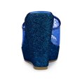 thumbnail image 2 of BLISSFUL STEP Sandales pour Femmes à Plateforme Compensée à Paillettes Sandales à Enfiler Bleu 7, 2 of 7