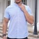 thumbnail image 2 of Mens Manga Corta Botón Abajo Camisas Negocios Turndown Cuello Raya Camisa de Bolsillo, Blusa de Manga Corta, 2 of 3