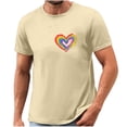 thumbnail image 4 of Mens Shirts Plus Size Rainbow Love Printed Short Sleeved Round Neck T-shirt Khaki XXL, 4 of 4