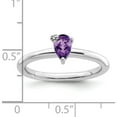 thumbnail image 3 of Sterling Silver Rhodium-Plated Polished Pear Amethyst & White Topaz Ring (Size 6) Made In Thailand qr7422am-6, 3 of 5