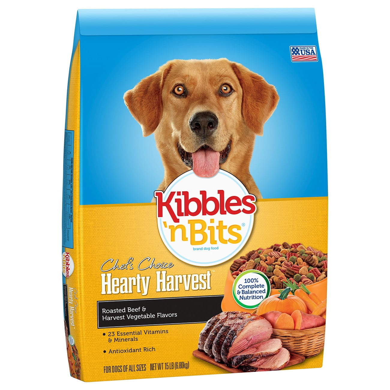 Kibbles 'n Bits Chef's Choice Hearty Harvest Dry Dog Food, 15Pound