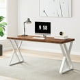 thumbnail image 2 of Tribesigns Writing Computer Desk, 55-Inch Modern Simple Study Desk with Z-Shaped Metal Leg, Walnut/White, 2 of 8