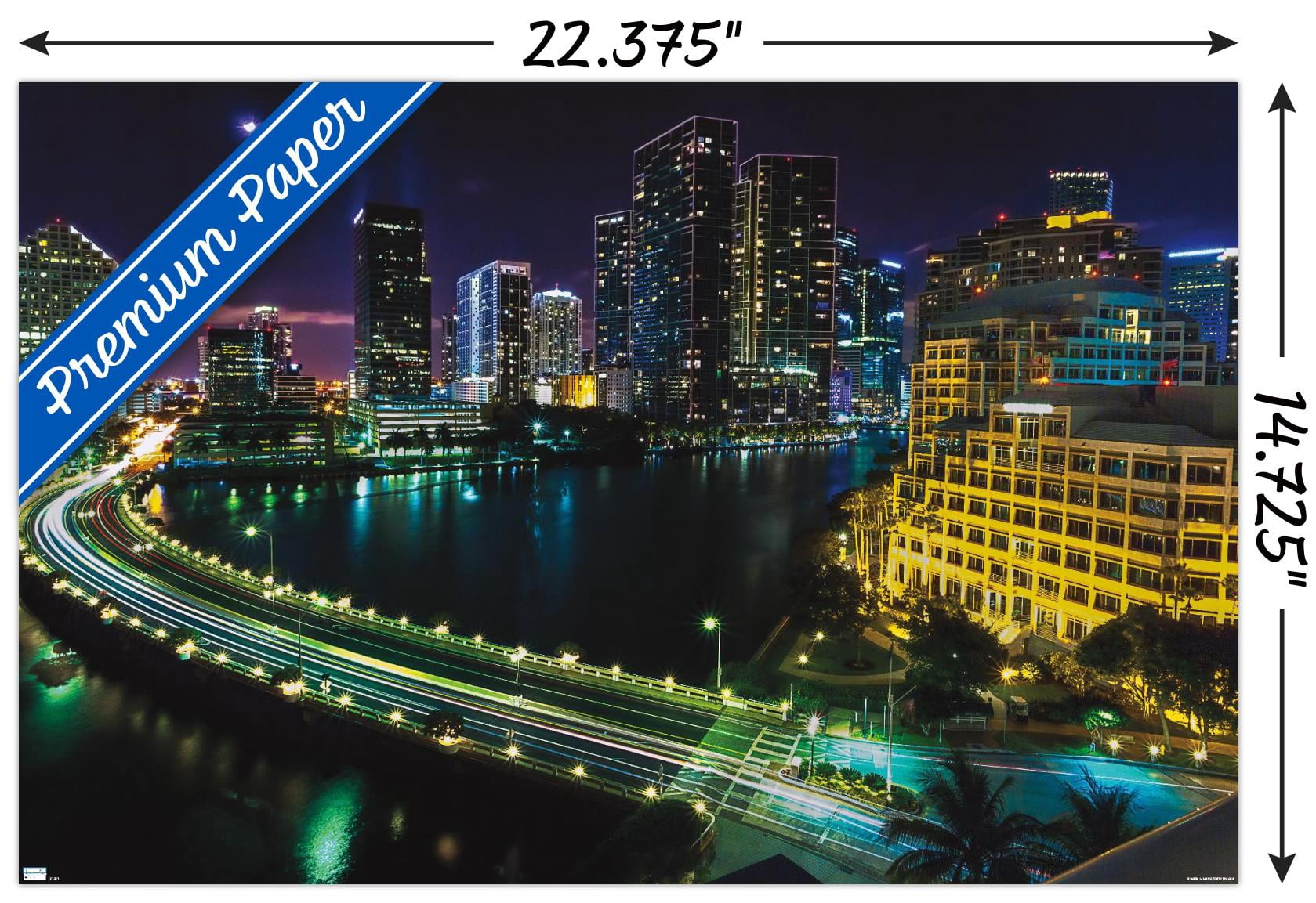Cityscapes - Venetian Causeway Wall Poster, 14.725" x 22.375"