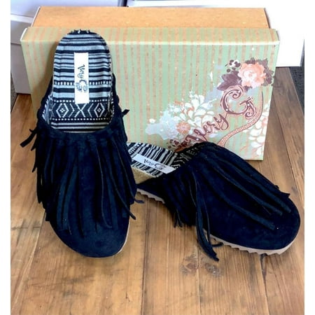 

Very G Leon Black Fringe Slip On Shoes