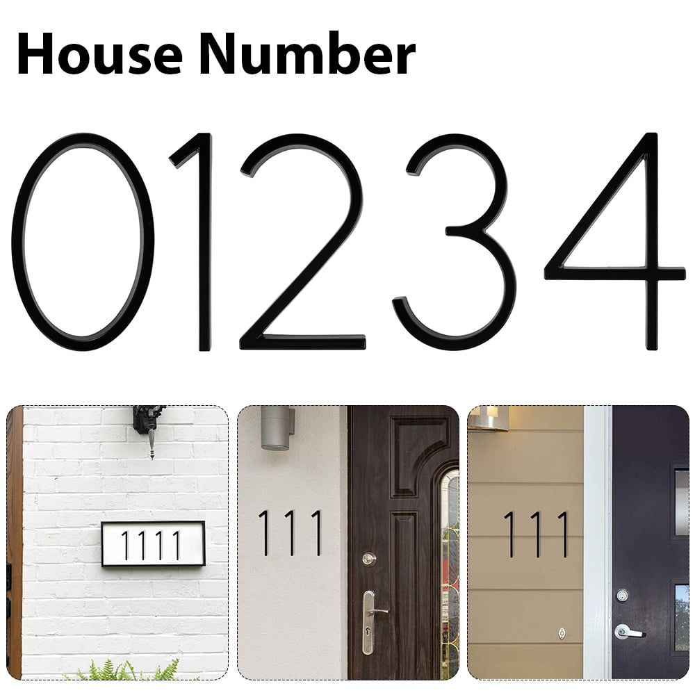 Black Acrylic with Natural Wood Vertical Plaque Sign Modern House Numbers 