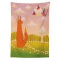 thumbnail image 3 of Ambesonne Cartoon Tablecloth Rectangular Table Cover, Animal Fox Wildlife, 60"x90", Orange Lilac Green, 3 of 4