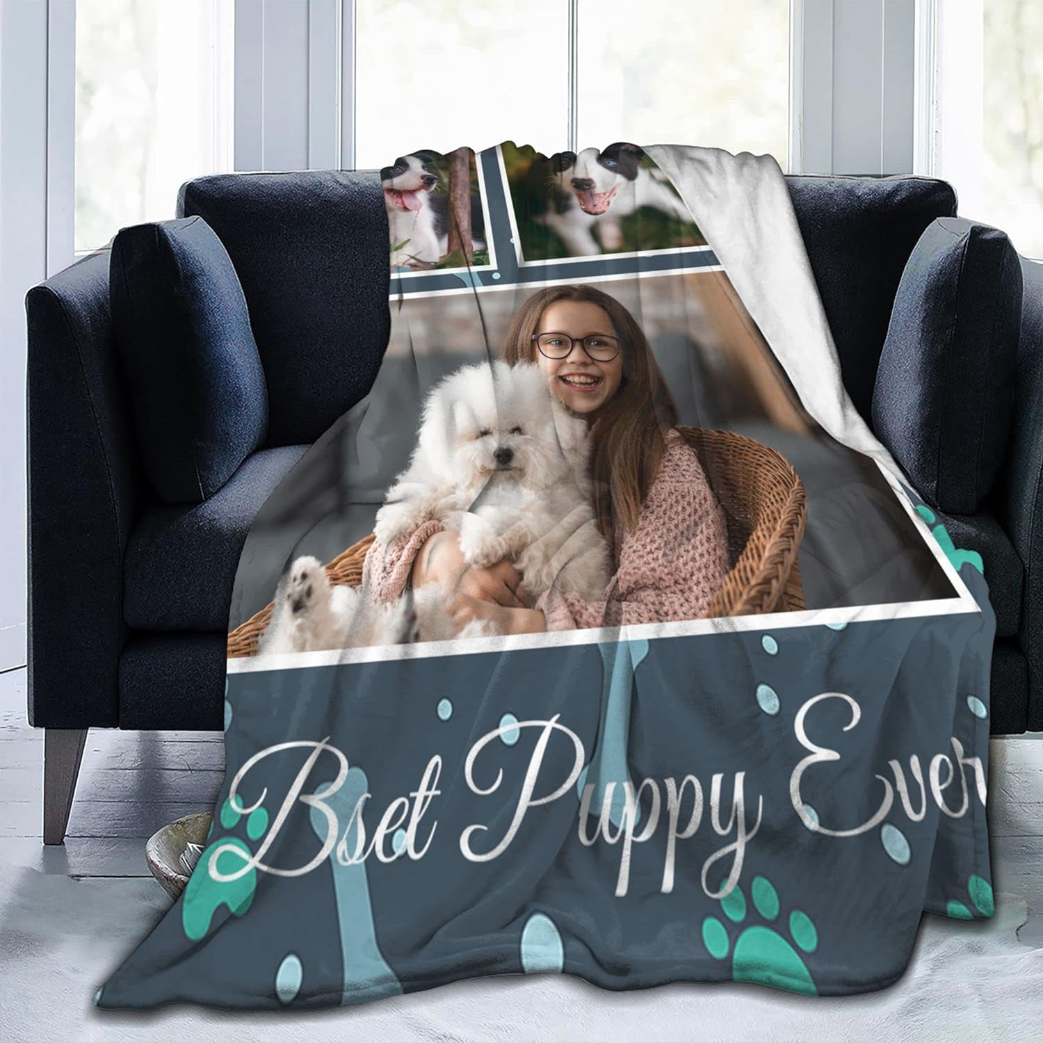 Customized Blankets with Photos Personalized Picture Collage Throw Blanket Soft Using My Own Photo Custom Personalized Christmas Warm Gifts for Women Men Family Friends