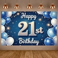 thumbnail image 3 of Blue Theme 21st Birthday Banner Gold Glitter Display Balloon Decor Star Pattern 21st Celebration Backdrop for 21st Birthday Party Adult Celebration Photo Backdrop, 3 of 9