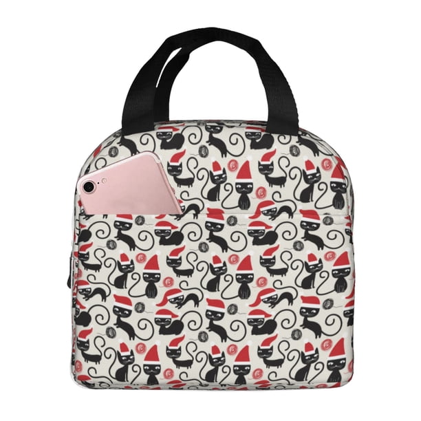 Easygdp Christmas Cat Bolsa Térmica Premium - Tela Oxford Impermeable, Gran Capacidad, Bolsillo Frontal, Unisex para Trabajo, Escuela, Actividades al Aire Libre y Picnics