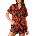 thumbnail image 6 of Miaoju Pajamas for Women Set 2 Piece Short Sleeve Button Down Satin Pjs Halloween Loungewear Fall Pjs Sets Funny Print Sleepwear, 6 of 7
