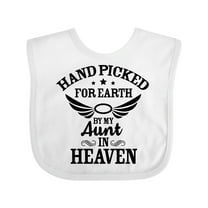 Inktastic Handpicked for Earth by My Aunt in Heaven with Angel Wings Boys or Girls Baby Bib
