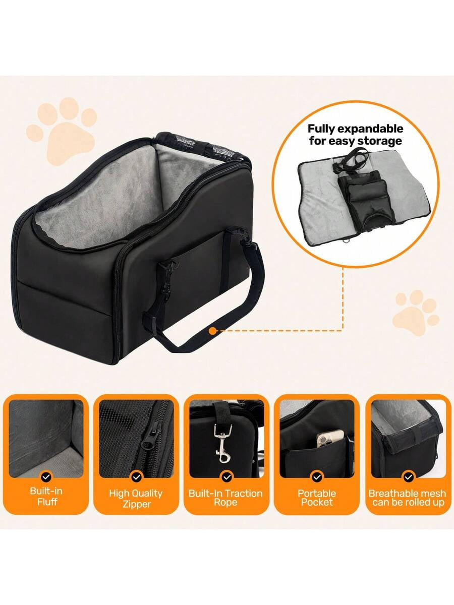 Removable And Washable Car Comfortable Pet Seat For Small Dogs And Cats - Portable Center Console Travel Bed