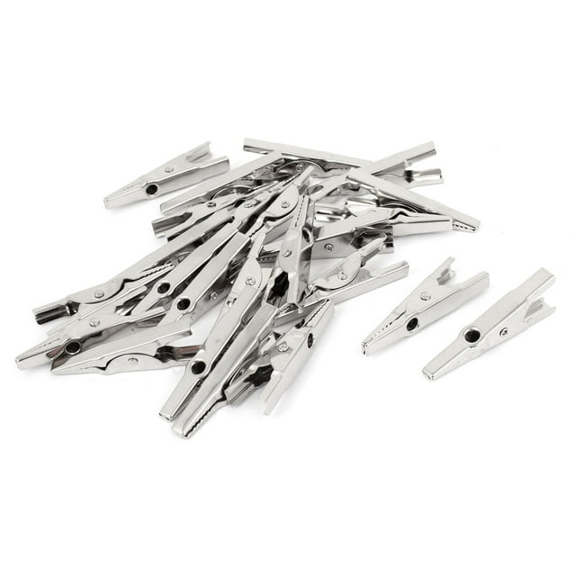 25 Piezas de Clips de Cocodrilo Eléctricos de Tonalidad Plateada, 43 mm de Largo