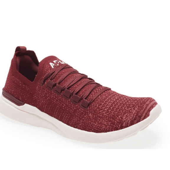 APL TechLoom Men's Breeze Knit Running Shoe in Burgundy/White, 11