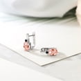 thumbnail image 4 of Gem Stone King 925 Sterling Silver Peach Nano Morganite and Black Diamond Earrings for Women (4.13 Cttw, Gemstone October Birthstone, Oval 9X7MM), 4 of 4