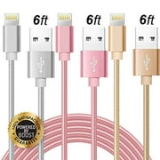 Chargers 3Pack 6FT Phone Charging Cords Nylon Braided Data Cable Charger Compatible iPhone X/8/8 Plus/7/7 Plus/ 6/6S Plus / 5/5S/SE Mini/Air/Pro Cases, 6-Foot