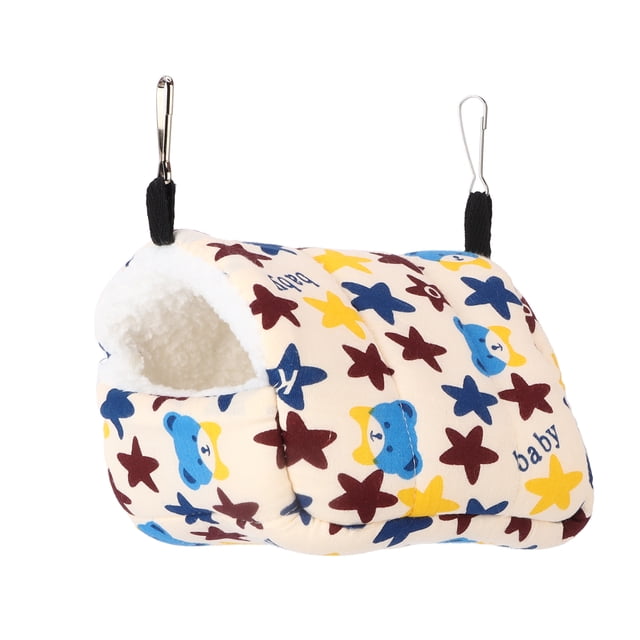 Hamaca colgante de algodón para mascotas pequeñas, cama colgante de algodón cálida para invierno para hámster, Chinchilla y animales pequeños, estrella de 21x20