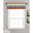 thumbnail image 3 of Boho Orange Kitchen Valances for Windows Farmhouse Linen Window Valance Curtain for Living Room Window Treatment Yellow Geometric Stripes Turquoise Bohemia Valance Rod Pocket Topper, 42 x 18 Inch, 3 of 6