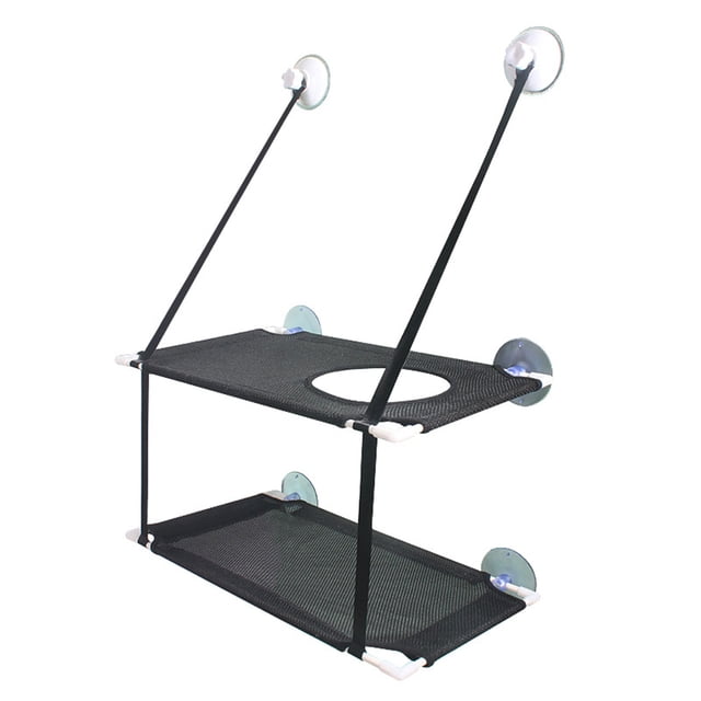 Double Layer Cat Hammock, Hanging Installation with Strong Suction Cup, Soft Cat Window Perch Resting for Multiple Cats