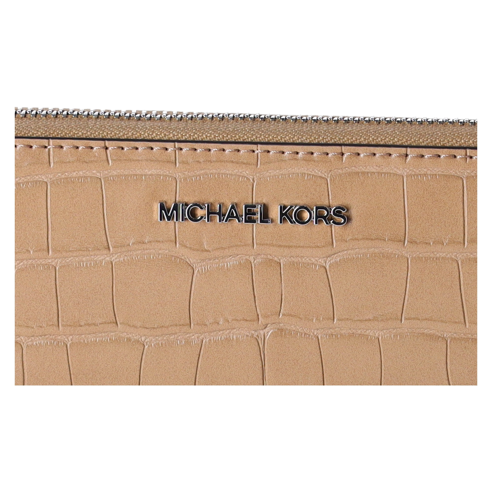 Michael Kors Jet Set Travel Camel Embossed Leather Wristlet Unisex