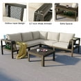 thumbnail image 5 of Harper & Bright Designs Patio L-Shaped Conversation Sectional Sofa Set with Coffee Table, Outdoor Acacia Wood Seating Group with Side Table for Backyard Garden, Beige, Grayish Brown, 5 of 11
