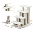 thumbnail image 4 of Pefilos 24" Pet Stairs for Small Pet, 4-Step Ramp for Beds and Couch with Non-Slip Carpeted Indoor Ladder, Cat Tree Climber, Beige, 4 of 9