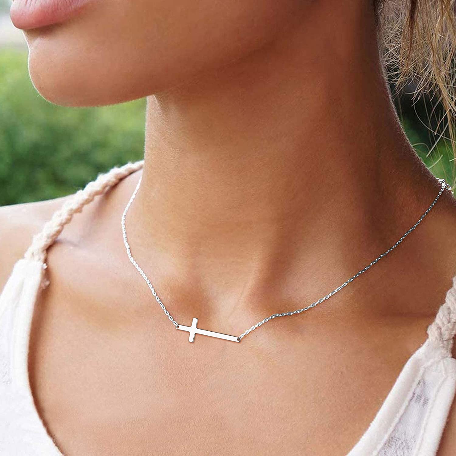 Delicate Horizontal Sideways Cross 