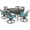 Antique Bronze / Ocean Blue, variant on VIVIJASON 7-Piece Outdoor Furniture Dining Set, All-Weather Cast Aluminum Conversation Set Includes 6 Swivel Dining Chairs and a Rectangle Table with Umbrella Hole for Patio Garden Deck, Red Cushion