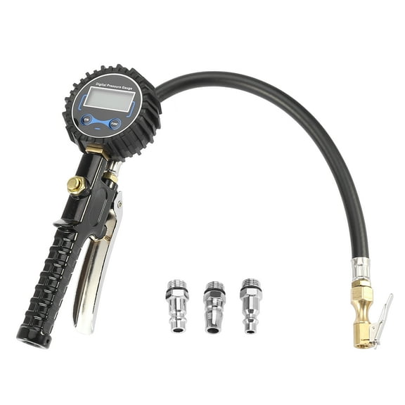 300 PSI Portable Digital Pressure Gauge Quick Clip Inflated Deflation with 3 Type Air Intake Nozzle Set for Car