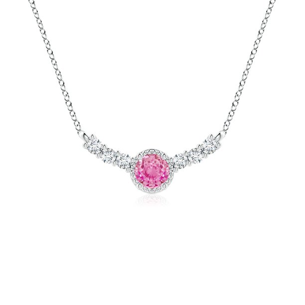 Angara Natural Pink Sapphire Solitaire Pendant Necklace for Women