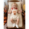thumbnail image 3 of BemeyourBBs Newborn Baby Boy Girl Happy Halloween Outfit Infant Baby Boys Girls Summer Fall Clothes Bubble Romper Overalls Cute Pumpkin Letters Embroidery Sleeveless Square Neck Bodysuit Playsuit, 3 of 9