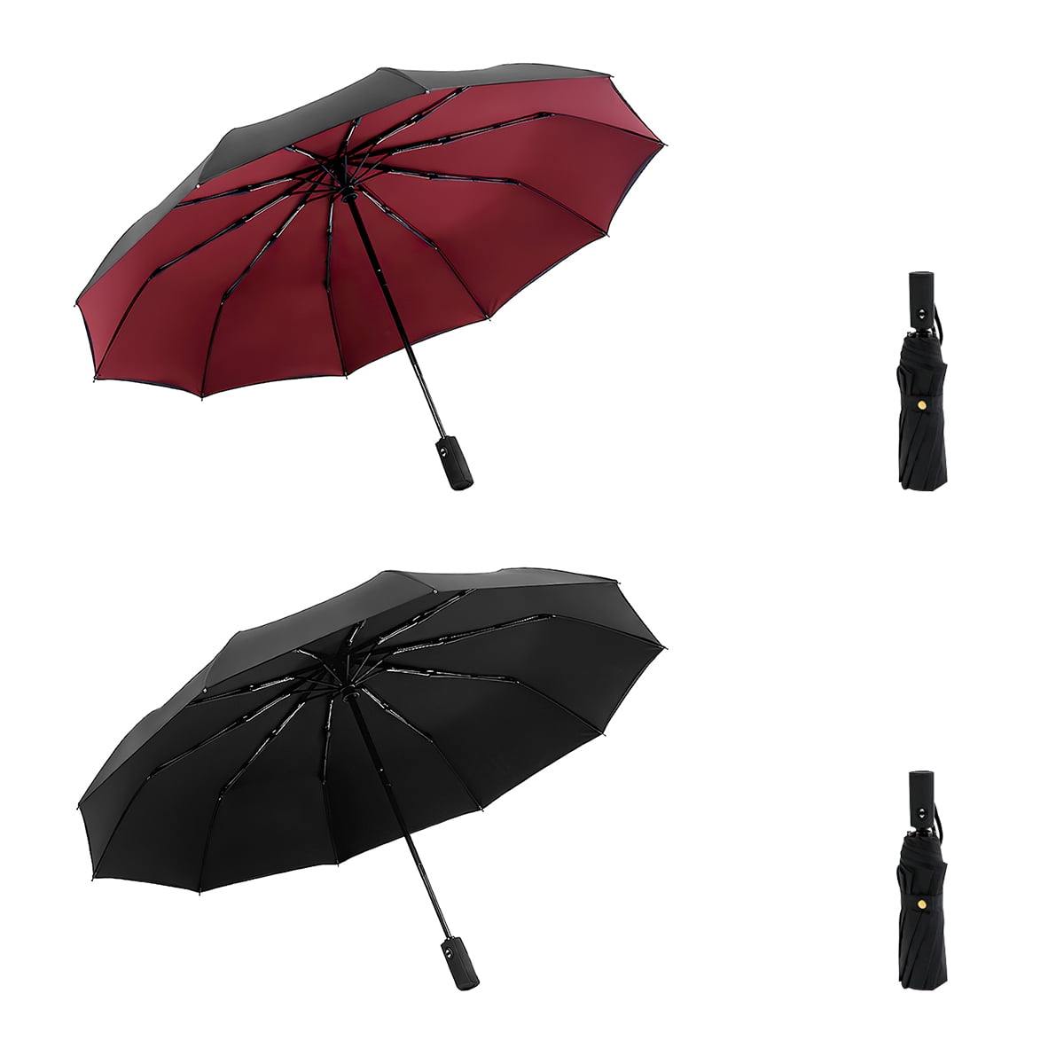 Private Jungle Set of 2 Compact Travel Umbrella - Pocket Portable Folding Windproof Mini Umbrella - Auto Open and Close Button and 9 Rib Reinforced Canopy,Wine Red+Black Private Jungle Set of 2 Compact Travel Umbrella - Pocket Portable Folding Windproof Mini Umbrella - Auto Open and Close Button and 9 Rib Reinforced Canopy,Wine Red+Black